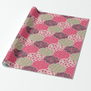 Papel De Regalo Patrón marrón floral vintage marroquí rosado