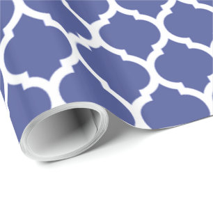 Papel De Regalo Patrón marroquí de cuatro hojas en azul cobalto