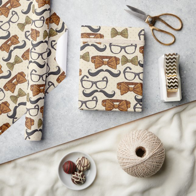 Papel De Regalo Patrón masculino vintage (Artesanía)