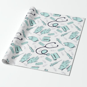 Papel De Regalo Patrón médico de enfermera de doctor lindo