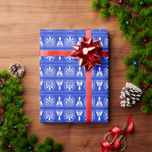 Papel De Regalo Patrón Mediterráneo Árabe Griego Azul