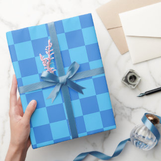 Papel De Regalo Patrón minimalista moderno a cuadros azules