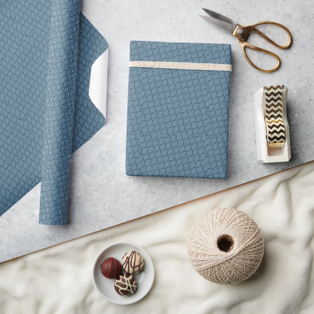 Papel De Regalo Patrón mínimo azul blanco (Artesanía)