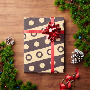 Papel De Regalo Patrón mínimo de chocolate color beige en círculos