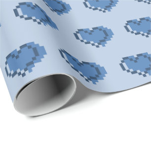 Papel De Regalo Patrón Mínimo de Corazón de Píxel
