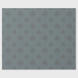 Papel De Regalo Patrón Mínimo de Palma Azul Gris Tropical