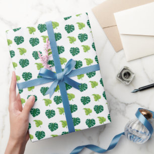 Papel De Regalo Patrón mínimo moderno de hojas verdes de plantas