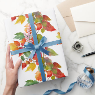 Papel De Regalo Patrón moderno de acuarela de hojas coloridas de o