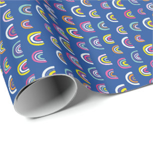 Papel De Regalo Patrón Moderno de Arcoíris Azul para Niños