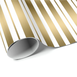 Papel De Regalo Patrón Moderno De Bandas De Blanco Y Oro