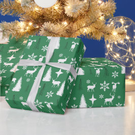 Papel De Regalo Patrón moderno de bosque de ciervos blancos