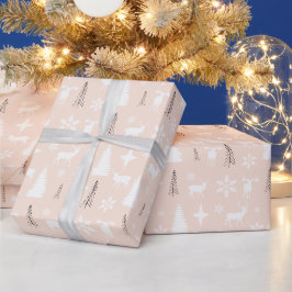Papel De Regalo Patrón moderno de bosque de ciervos blancos