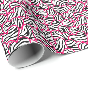 Papel De Regalo Patrón moderno de Cebras modernas rosadas y negras
