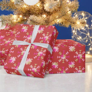 Papel De Regalo Patrón moderno de copos de nieve geométricos de or