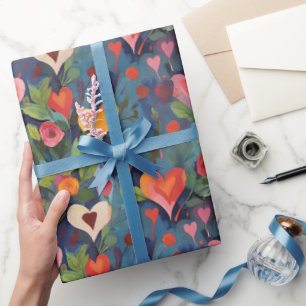 Papel De Regalo Patrón moderno de corazones coloridos te amo