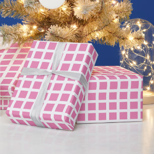 Papel De Regalo Patrón moderno de cuadriculado rosado y blanco