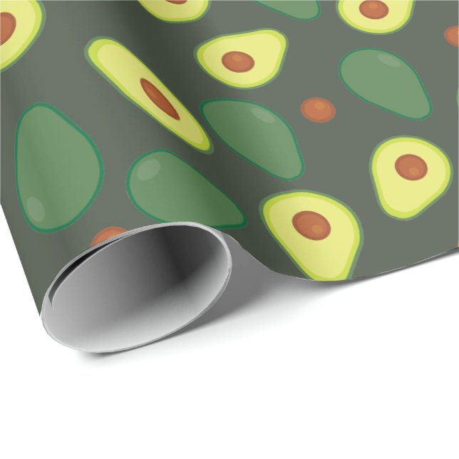 Papel De Regalo Patrón moderno de fruta de aguacate amarillo verde (Esquina del rollo)