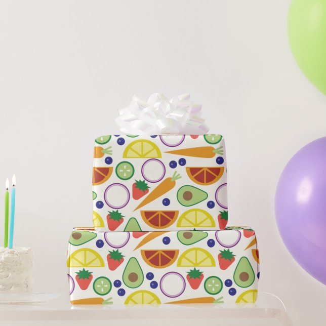 Papel De Regalo Patrón moderno de frutas y verduras (Regalos de fiesta)