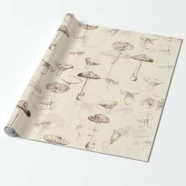 Papel De Regalo Patrón moderno de hongo beige vintage