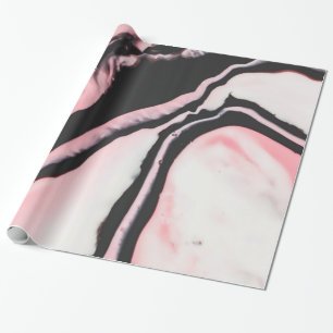 Papel De Regalo Patrón moderno de mármol rosa negro pintado