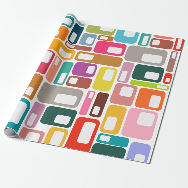 Papel De Regalo Patrón moderno de medio siglo  (Desenrollado)