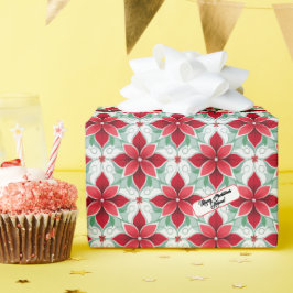 Papel De Regalo Patrón moderno de Navidad inspirado en Poinsettia