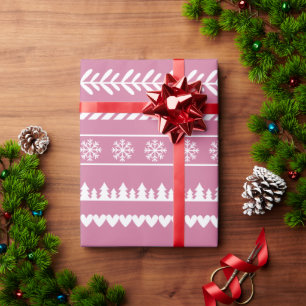 Papel De Regalo Patrón moderno de Navidad rosa