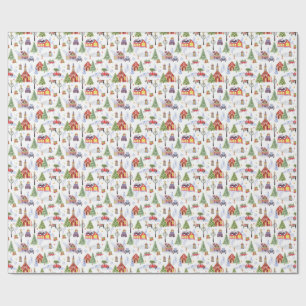 Papel De Regalo Patrón moderno de objetos de Navidad de invierno e