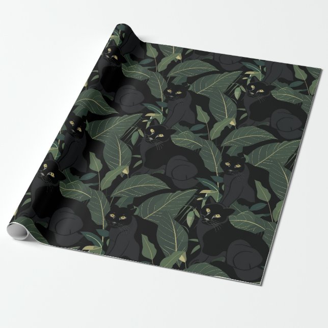 Papel De Regalo Patrón moderno de pantera negra (Desenrollado)