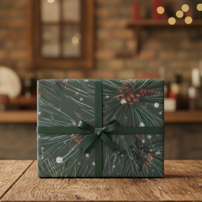 Papel De Regalo Patrón moderno de pino de invierno ruso (Subido por el creador)