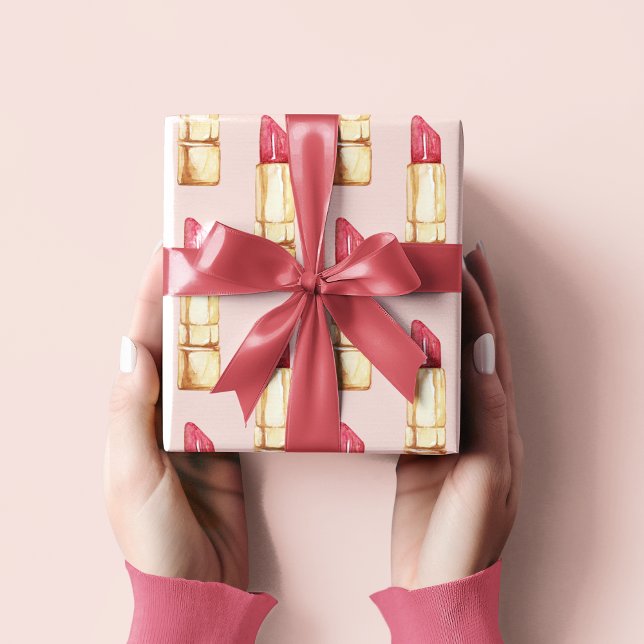 Papel De Regalo Patrón moderno de pintalabios rosados y rojos Giro (Subido por el creador)
