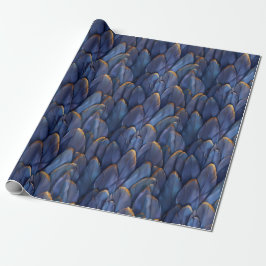 Papel De Regalo Patrón moderno de plumas azul oscuro