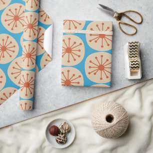 Papel De Regalo Patrón moderno de puntos atómicos retro de mediado
