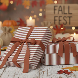 Papel De Regalo Patrón moderno de rayas de terracota