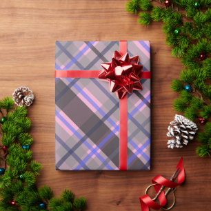 Papel De Regalo Patrón moderno de tartán azul rosa negro