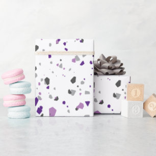 Papel De Regalo Patrón moderno de Terrazzo gris morado