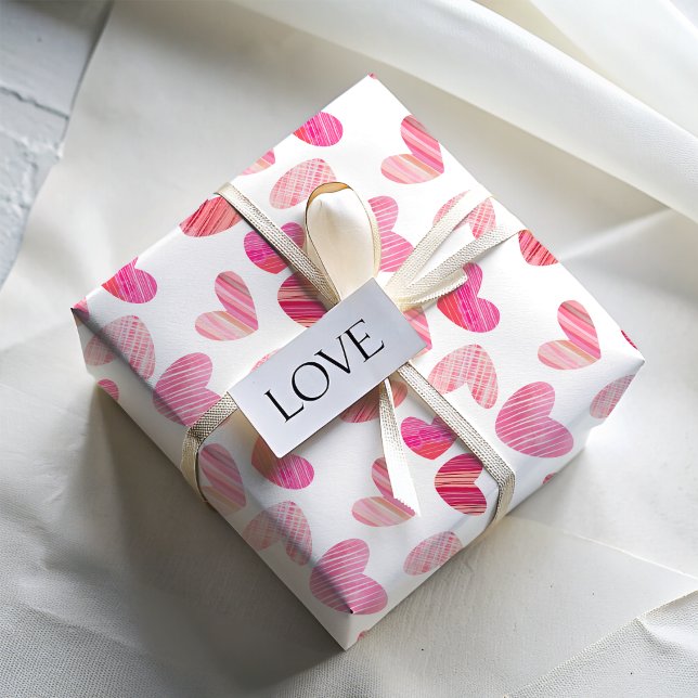 Papel De Regalo Patrón moderno del corazón sinusal rosado (Subido por el creador)