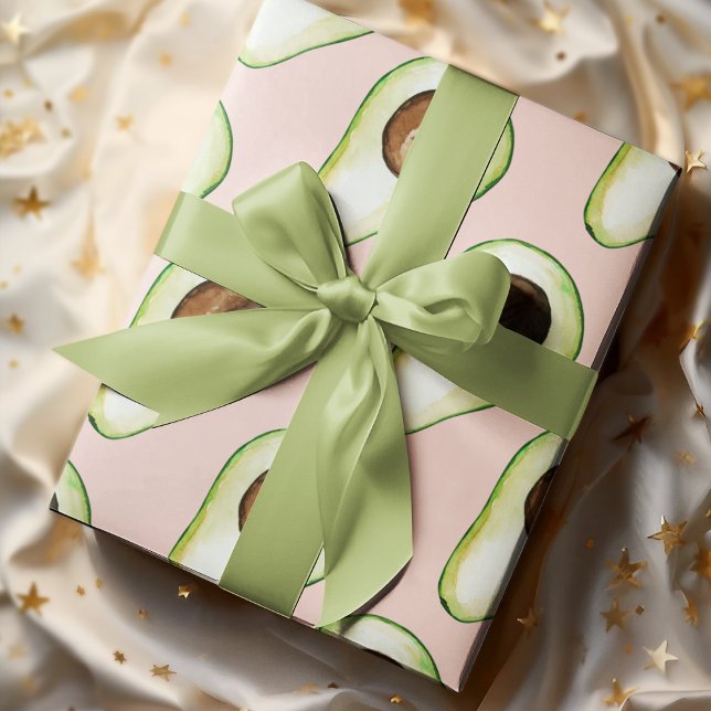 Papel De Regalo Patrón Moderno Pastel Rosa Y Aguacate Verde (Subido por el creador)