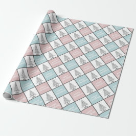 Papel De Regalo Patrón moderno rosa y azul pastel de los navidades