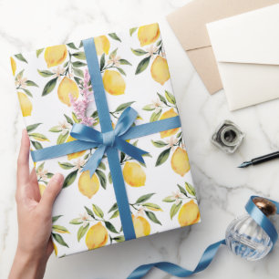Papel De Regalo Patrón moderno sin costuras acuarela limón amarill