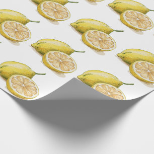 Papel De Regalo Patrón moderno sin costuras acuarela limón amarill