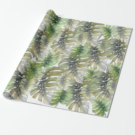 Papel De Regalo Patrón Monstera Palm Pastel Tropical