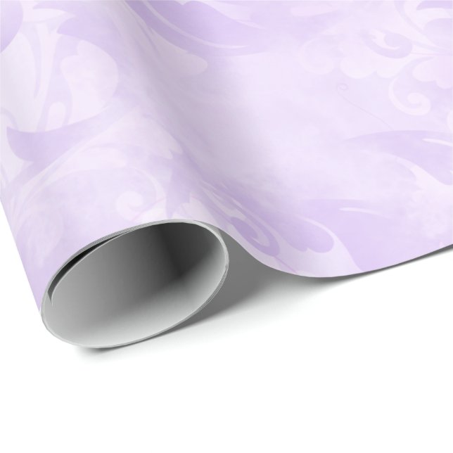 Papel De Regalo Patrón morado de lavanda giratoria (Esquina del rollo)
