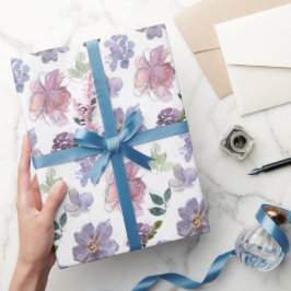 Papel De Regalo Patrón morado floral