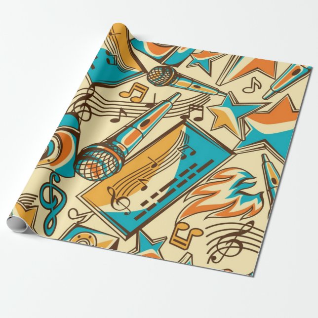 Papel De Regalo Patrón musical (Desenrollado)