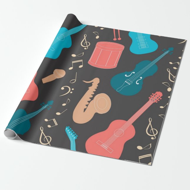 Papel De Regalo Patrón musical (Desenrollado)