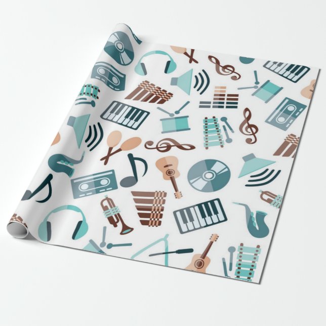 Papel De Regalo Patrón musical (Desenrollado)
