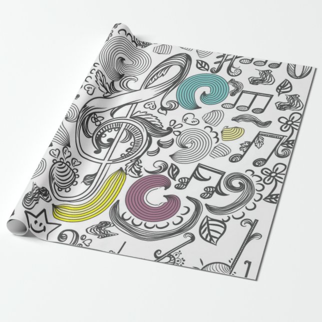 Papel De Regalo Patrón musical (Desenrollado)