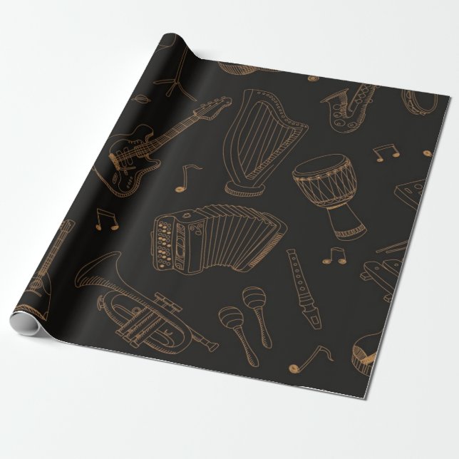 Papel De Regalo Patrón musical (Desenrollado)