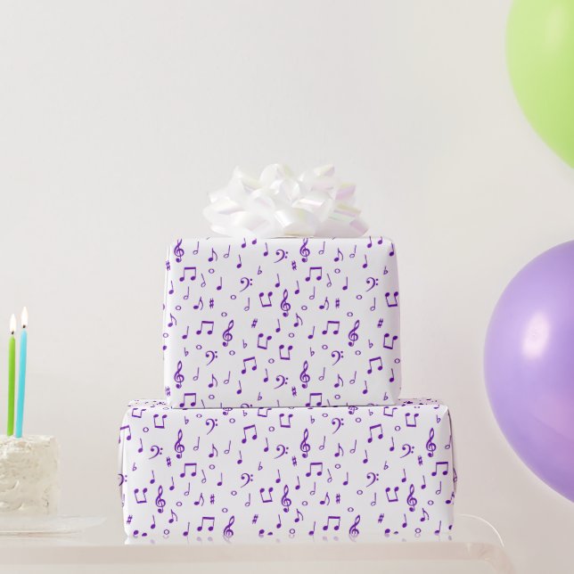 Papel De Regalo Patrón musical morado (Regalos de fiesta)